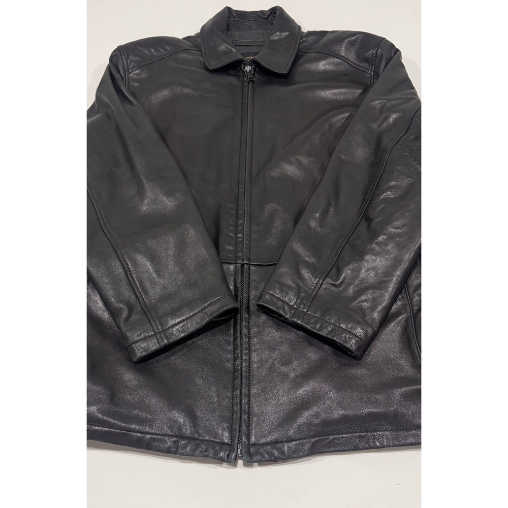 Marc New York Andrew Marc Men's Large Black Leather Zip Jacket Genuine Leather